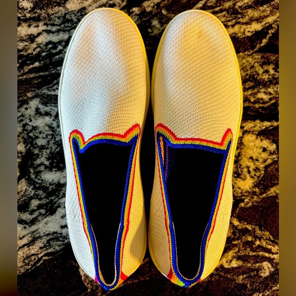 Rothy’s rainbow pride slip ons 10.5